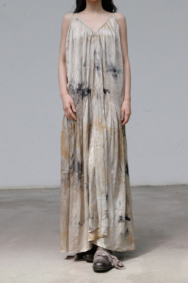 MUTEDANCE printed silk maxi dress MD22SS78 grey PM31